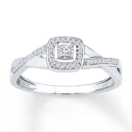 Diamond Promise Ring 1/10 ct tw Round-cut 10K White Gold