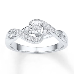 Diamond Bypass Promise Ring 1/10 ct tw 10K White Gold