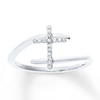 Thumbnail Image 1 of Diamond Cross Ring 1/15 ct tw Round-cut 10K White Gold