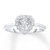 Thumbnail Image 1 of Diamond Heart Promise Ring 1/8 ct tw Round-cut 10K White Gold