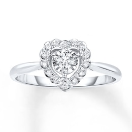 Diamond Heart Promise Ring 1/8 ct tw Round-cut 10K White Gold