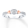 Thumbnail Image 0 of Diamond Heart Promise Ring 1/20 ct tw Round-cut 10K Two-Tone Gold