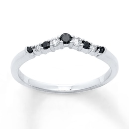 Diamond Enhancer Ring 1/5 ct tw Black/White 14K White Gold