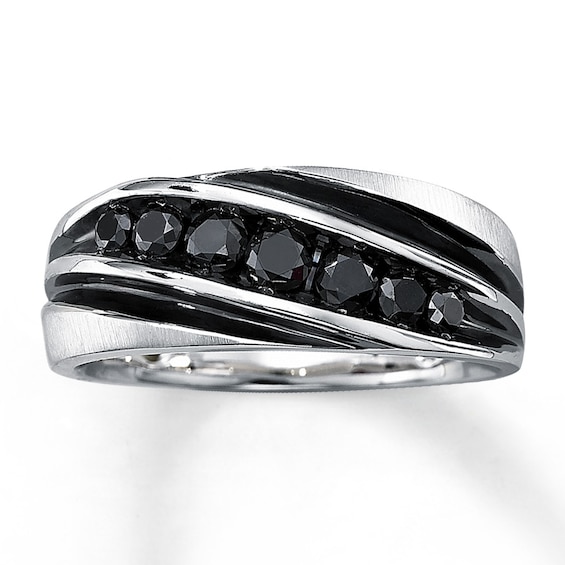 Jewelersclub Men's 1.00 Carat T.w. Round Cut Black Diamond Ring