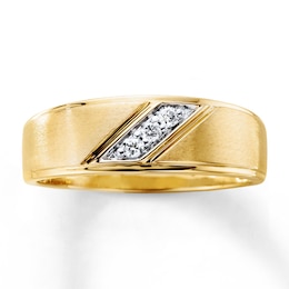 Men's Diamond Wedding Band 1/10 ct tw 10K Yellow Gold