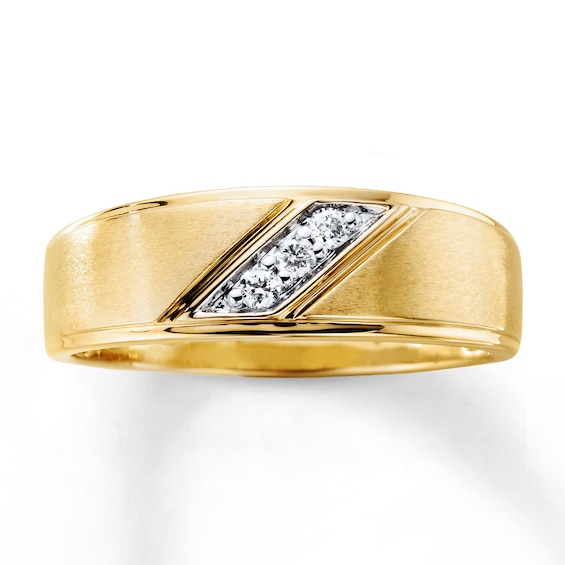 Men's Diamond Wedding Band 1/10 ct tw 10K Yellow Gold | Kay