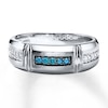 Thumbnail Image 1 of Men's Wedding Band 1/4 ct tw Blue Diamonds 10K White Gold