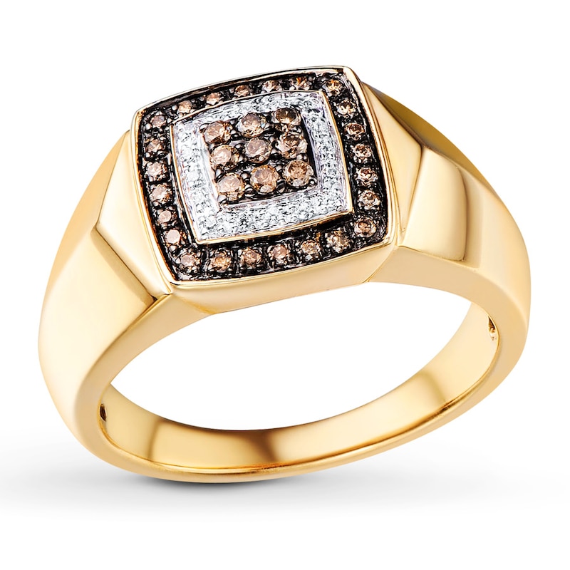 Main Image 1 of Men's Brown Diamond Ring 1/3 ct tw 10K Yellow Gold