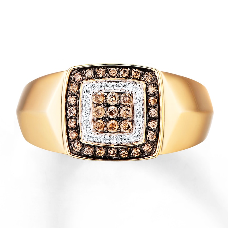 Main Image 4 of Men's Brown Diamond Ring 1/3 ct tw 10K Yellow Gold