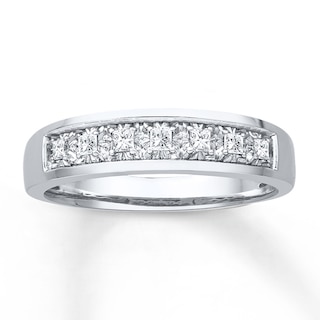 Men's Diamond Band 1/4 ct tw Round-cut 10K White Gold