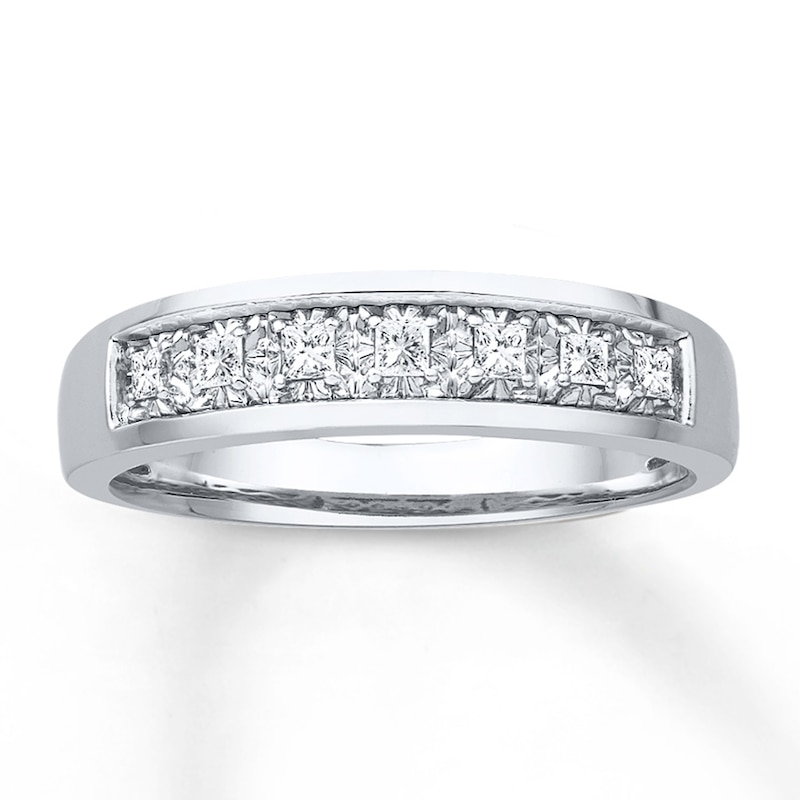 Men's Wedding Band 1/4 ct tw Diamonds 10K White Gold | Kay