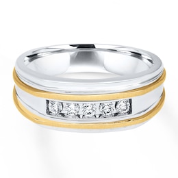 Men's Diamond Wedding Band 1/4 ct tw Round-cut 10K Two-Tone Gold