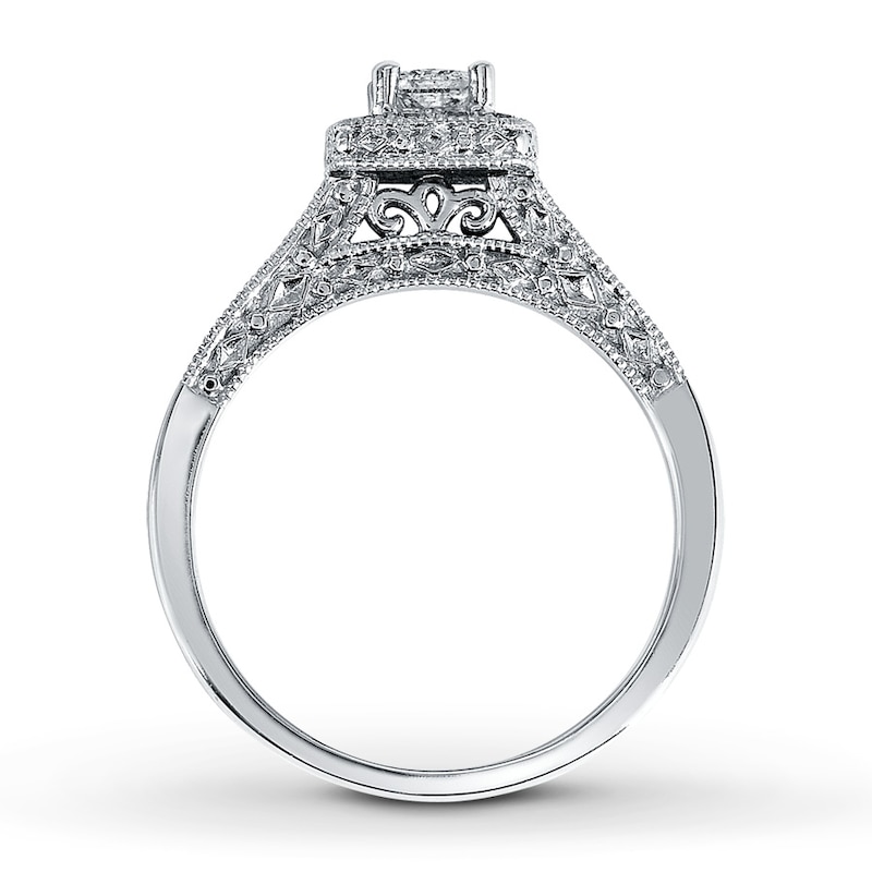 Main Image 2 of Diamond Engagement Ring 1/2 ct tw Princess-Cut 14K White Gold