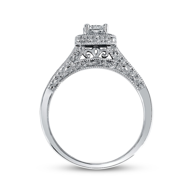 Main Image 3 of Diamond Engagement Ring 1/2 ct tw Princess-Cut 14K White Gold