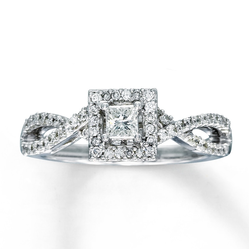 Main Image 1 of Diamond Engagement Ring 1/2 ct tw Princess-cut 14K White Gold