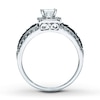 Thumbnail Image 1 of Black & White Diamond Engagement Ring 7/8 ct tw Princess-cut 14K White Gold