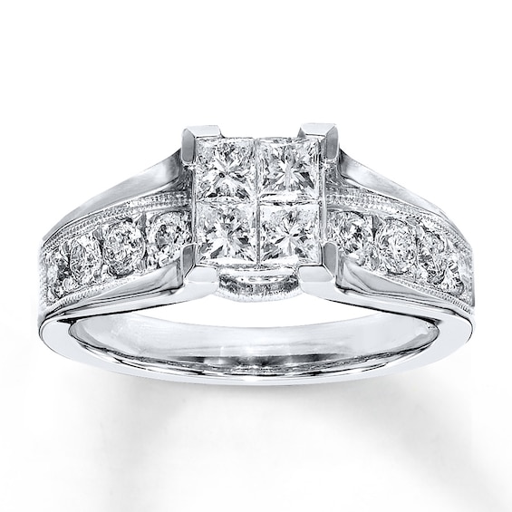 Diamond Engagement Ring 1-1/4 ct tw Princess-cut 14K White Gold