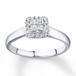 Diamond Engagement Ring 1/2 ct tw Princess-cut 10K White Gold