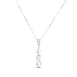 Lab-Created Diamonds by KAY Graduated Three-Stone Necklace 3/4 ct tw 14K White Gold 18&quot;