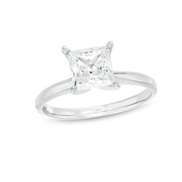 Certified Diamond Solitaire Engagement Ring 1-1/2 ct Princess 14K White Gold (I/I2)