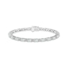 Thumbnail Image 1 of Lab-Created Opal & White Lab-Created Sapphire Link Bracelet Sterling Silver 7.25&quot;