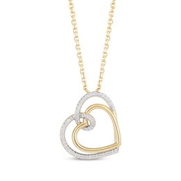 Hallmark Diamonds Looping Hearts Necklace 1/10 ct tw 10K Yellow Gold 18&quot;