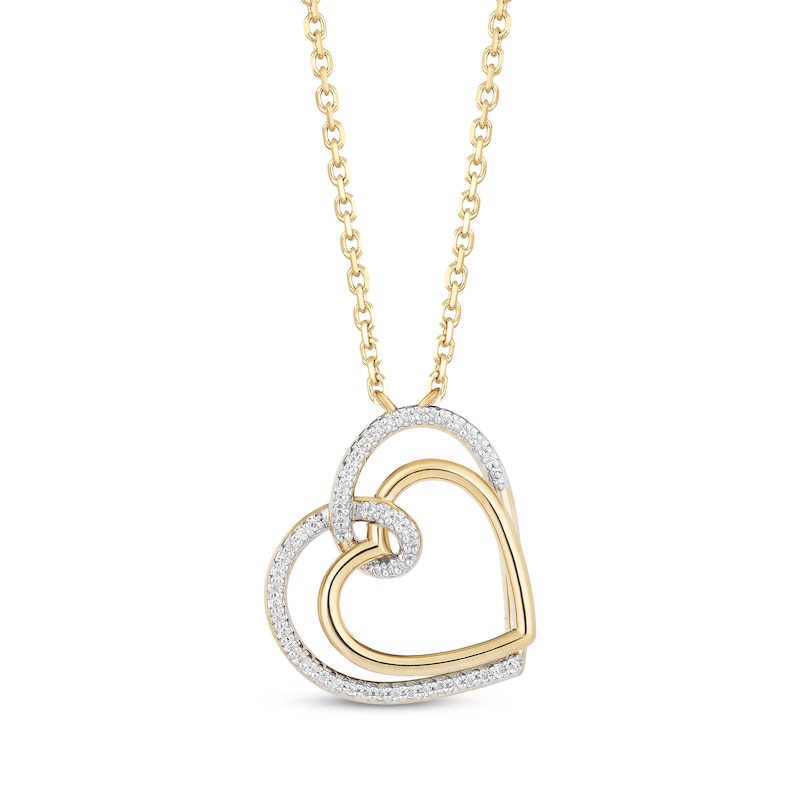 Main Image 1 of Hallmark Diamonds Looping Hearts Necklace 1/10 ct tw 10K Yellow Gold 18&quot;