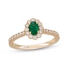 Thumbnail Image 1 of Neil Lane Oval-Cut Natural Emerald & Diamond Flower Frame Engagement Ring 1/2 ct tw 14K Yellow Gold