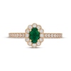 Thumbnail Image 3 of Neil Lane Oval-Cut Natural Emerald & Diamond Flower Frame Engagement Ring 1/2 ct tw 14K Yellow Gold