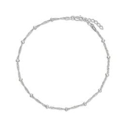 Solid Diamond-Cut Singapore Bead Chain Anklet Sterling Silver 10&quot;