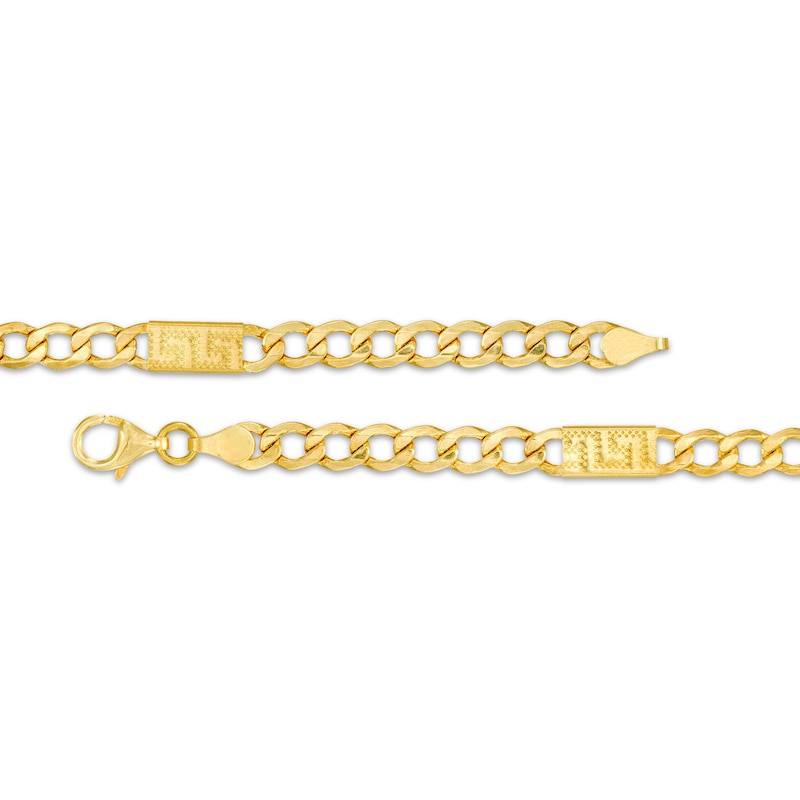 Main Image 3 of Semi-Solid Curb Chain Greek Key Station Necklace 10K Yellow Gold 18&quot;