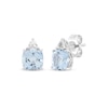 Thumbnail Image 1 of Cushion-Cut Aquamarine & White Lab-Created Sapphire Stud Earrings Sterling Silver