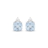 Thumbnail Image 2 of Cushion-Cut Aquamarine & White Lab-Created Sapphire Stud Earrings Sterling Silver