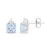 Thumbnail Image 3 of Cushion-Cut Aquamarine & White Lab-Created Sapphire Stud Earrings Sterling Silver