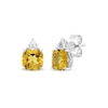 Thumbnail Image 1 of Cushion-Cut Citrine & White Lab-Created Sapphire Stud Earrings Sterling Silver