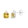 Thumbnail Image 3 of Cushion-Cut Citrine & White Lab-Created Sapphire Stud Earrings Sterling Silver