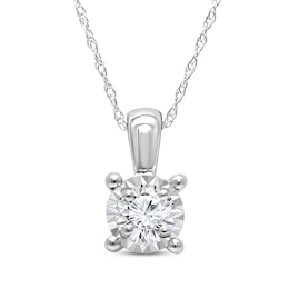 Round-Cut Diamond Solitaire Necklace 1/8 ct tw Sterling Silver (J/I3) 18&quot;