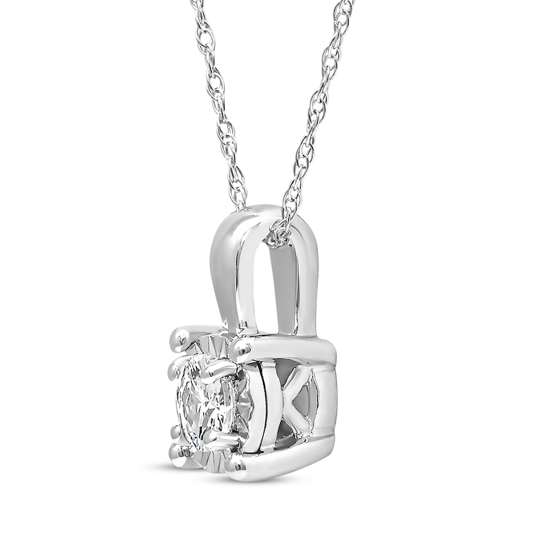 Main Image 2 of Round-Cut Diamond Solitaire Necklace 1/8 ct tw Sterling Silver (J/I3) 18&quot;