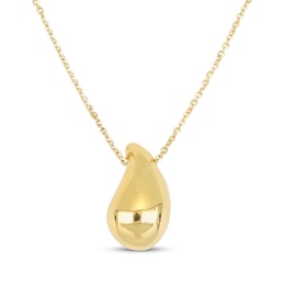 Hollow Teardrop Necklace 14K Yellow Gold 18&quot;