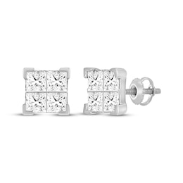 Men's Lab-Created Diamonds by KAY Quad Square-Cut Stud Earrings 2 ct tw 10K White Gold