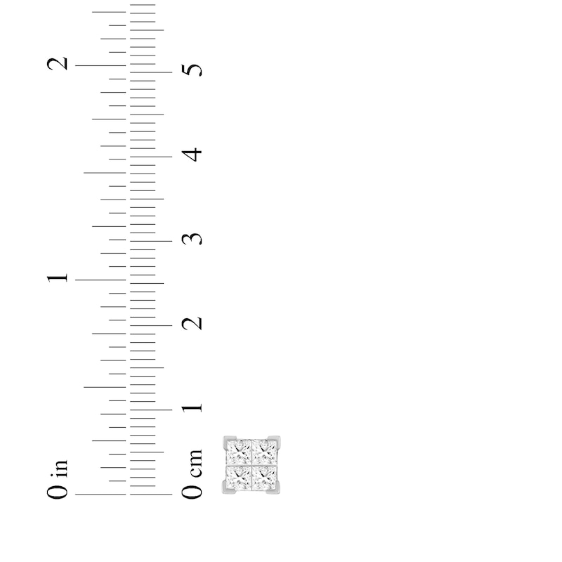 Main Image 3 of Men's Lab-Grown Diamonds by KAY Quad Square-Cut Stud Earrings 2 ct tw 10K White Gold