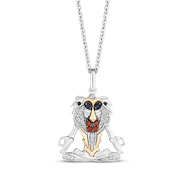 Disney Treasures The Lion King &quot;Rafiki&quot; Gemstone & Diamond Necklace 1/20 ct tw Sterling Silver & 10K Yellow Gold 19&quot;