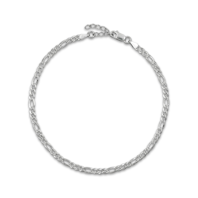 Main Image 1 of Solid Diamond-Cut Figaro Chain Anklet 3mm Sterling Silver 10&quot;