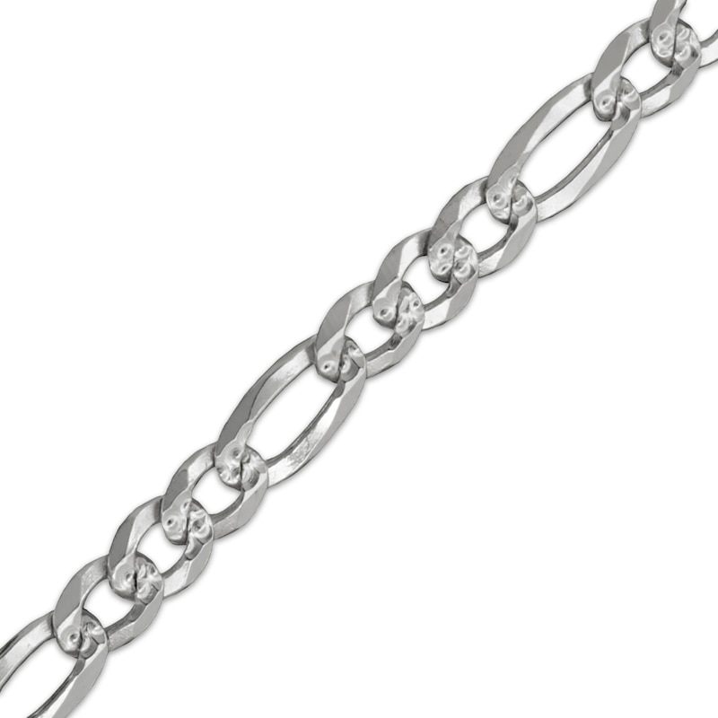 Main Image 2 of Solid Diamond-Cut Figaro Chain Anklet 3mm Sterling Silver 10&quot;