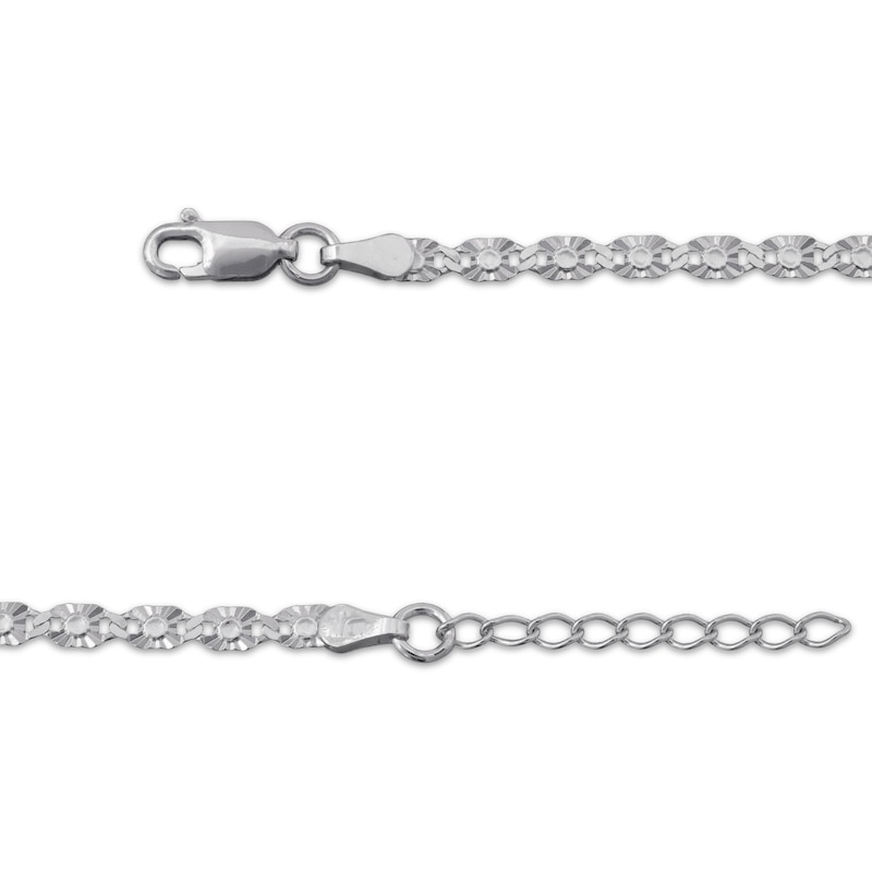 Main Image 3 of Diamond-Cut Valentino Chain Anklet 3mm Solid Sterling Silver 10&quot;