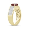 Thumbnail Image 2 of Men's Emerald-Cut Lab-Created Ruby & Diamond Ring 1/2 ct tw 10K Yellow Gold