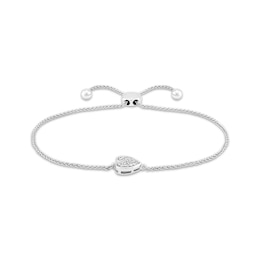 Multi-Diamond Heart Bolo Bracelet 1/10 ct tw 10K White Gold