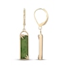 Thumbnail Image 3 of Baguette Nephrite Jade Drop Earrings 14K Yellow Gold