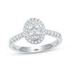 Thumbnail Image 1 of Multi-Diamond Oval Halo Engagement Ring 1/2 ct tw 10K White Gold