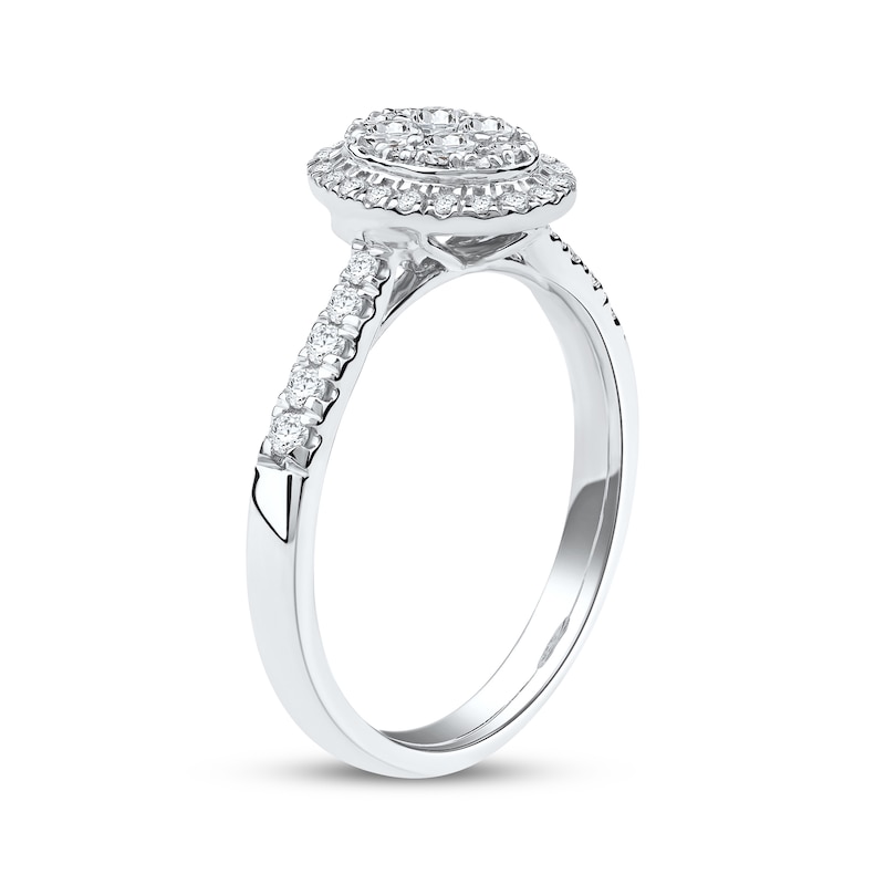 Main Image 2 of Multi-Diamond Oval Halo Engagement Ring 1/2 ct tw 10K White Gold